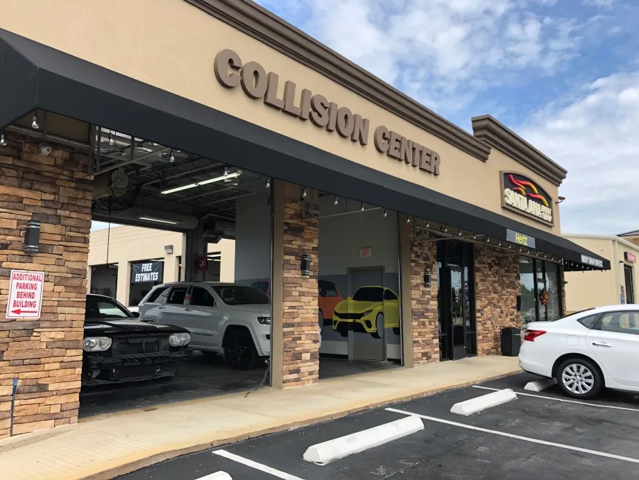 Collision repair work at Santa Ana Body Shop on Jones Road